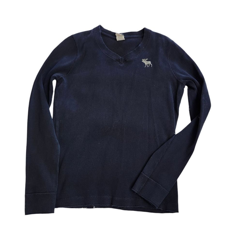 Abercrombie and Fitch Men's Blue v-neck‎ long sleeve pullover sweater Sz LG